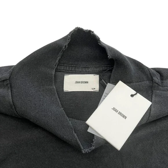 Joah Brown Mock Neck Cropped Long Sleeve Shirt Gray S / M Distressed Minimalist - Picture 4 of 8